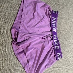 Nike Women's Lilac Athletic Shorts with Branded Waistband